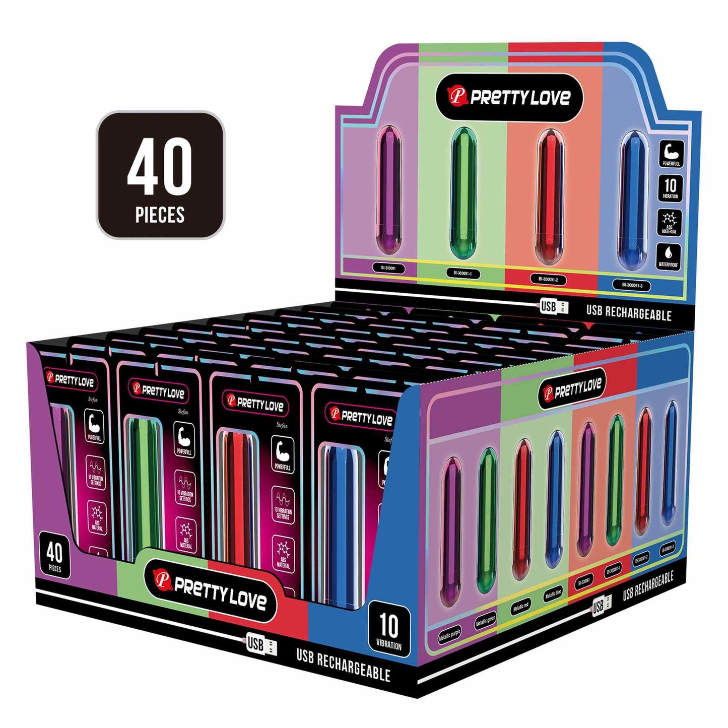 Wibrator mini Pretty Love Stefan metaliczny USB 10 funkcji