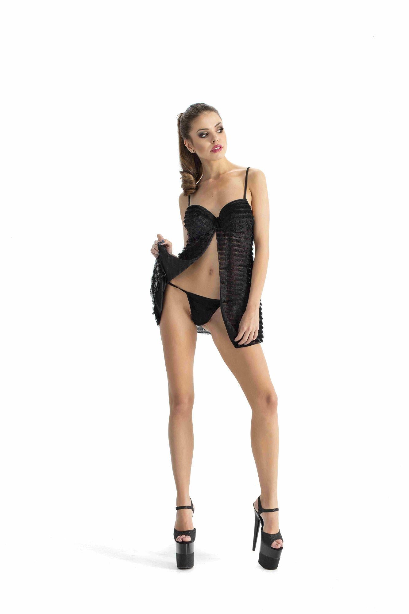 Koszulka nocna push up z stringami Roxie Luve L XL