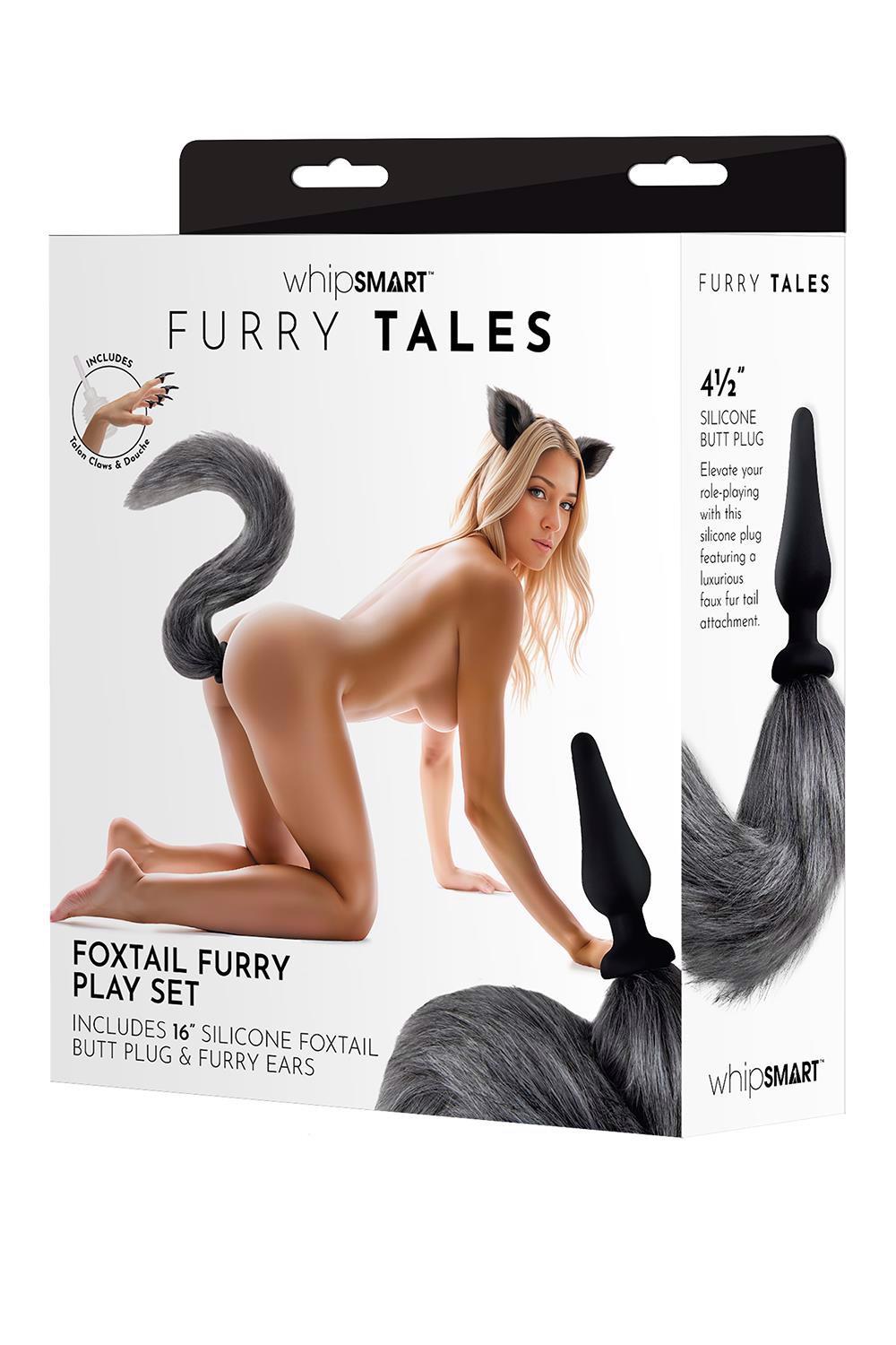 WHIPSMART 4.5 INCH SILICONE PLUG WITH GREY INDIGO FOX TAIL SET