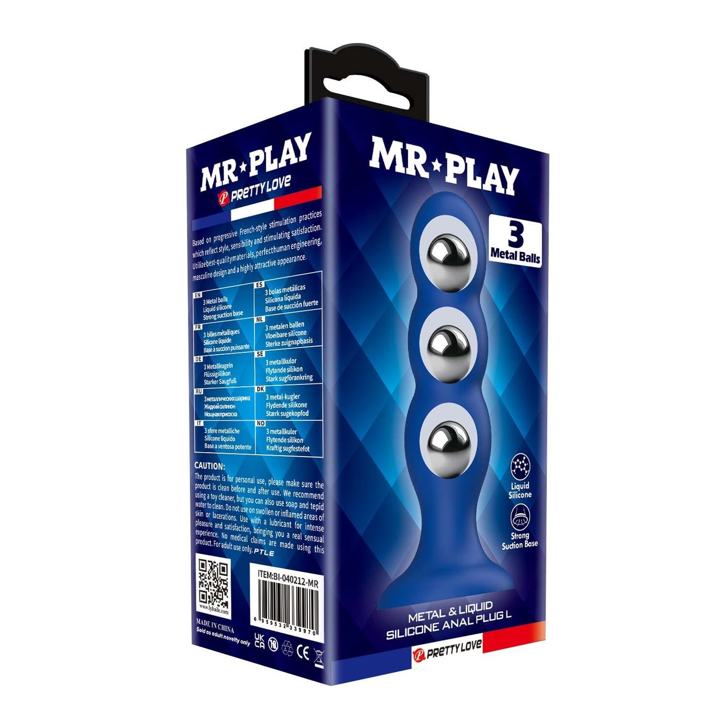 Korek analny silikonowy z 3 metalowymi kulkami Mr. Play