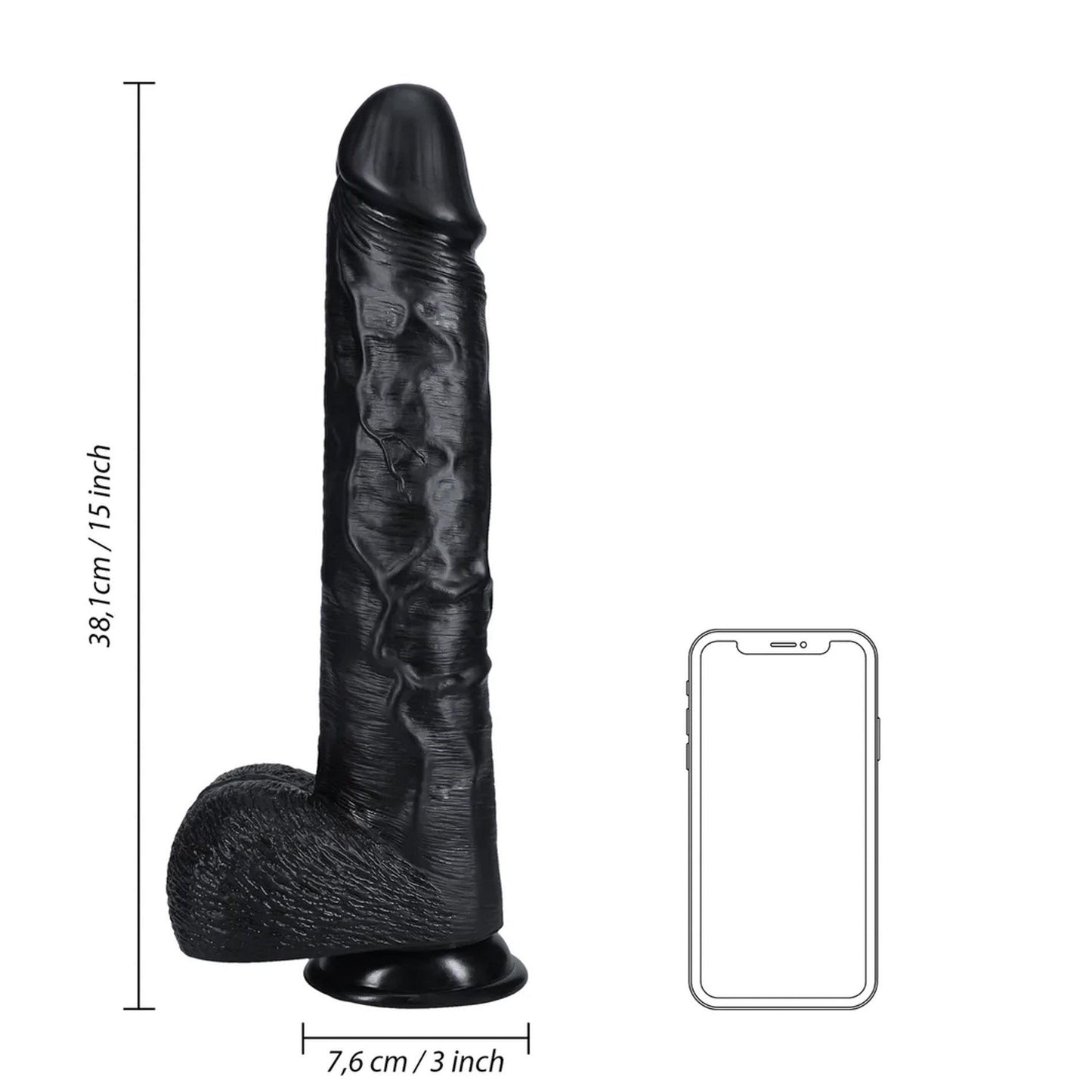 Extra Large Straight with Balls 38 cm - Black