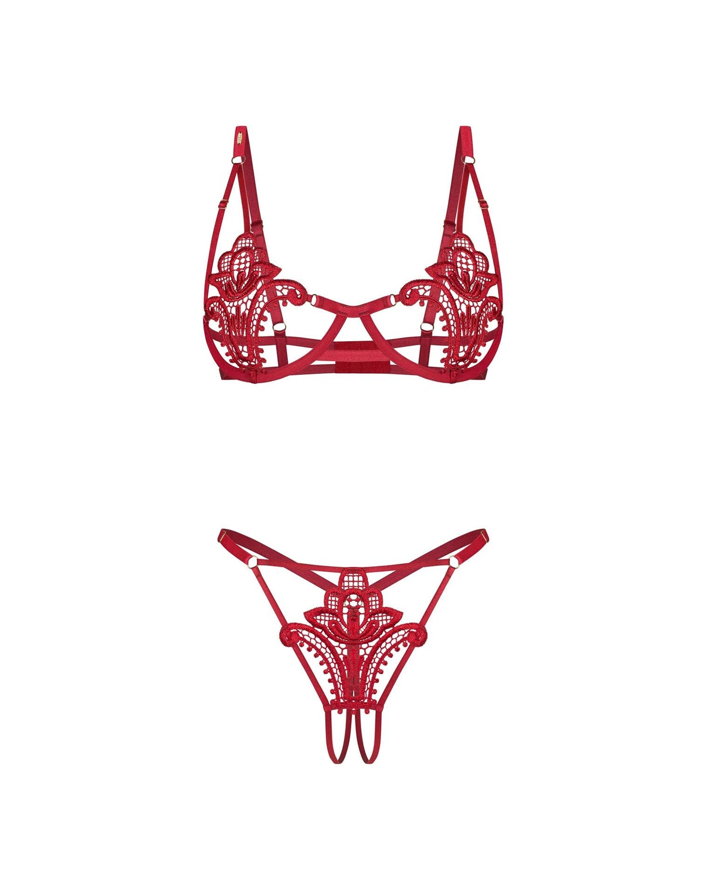 Komplet bielizny Luise Sublim Red otwarty S/M Obsessive