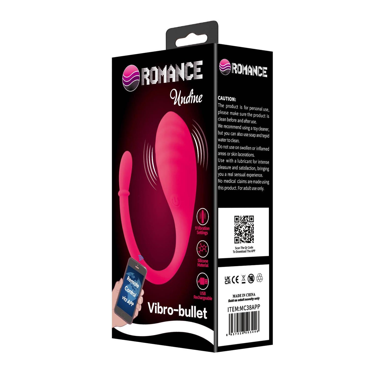 Jajko wibrujące z aplikacją Undine Romance silikonowe USB 20,5 cm