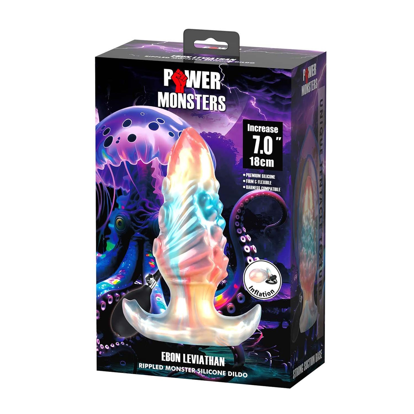 Korek analny silikonowy pompowany Power Ebon Leviathan 18 cm