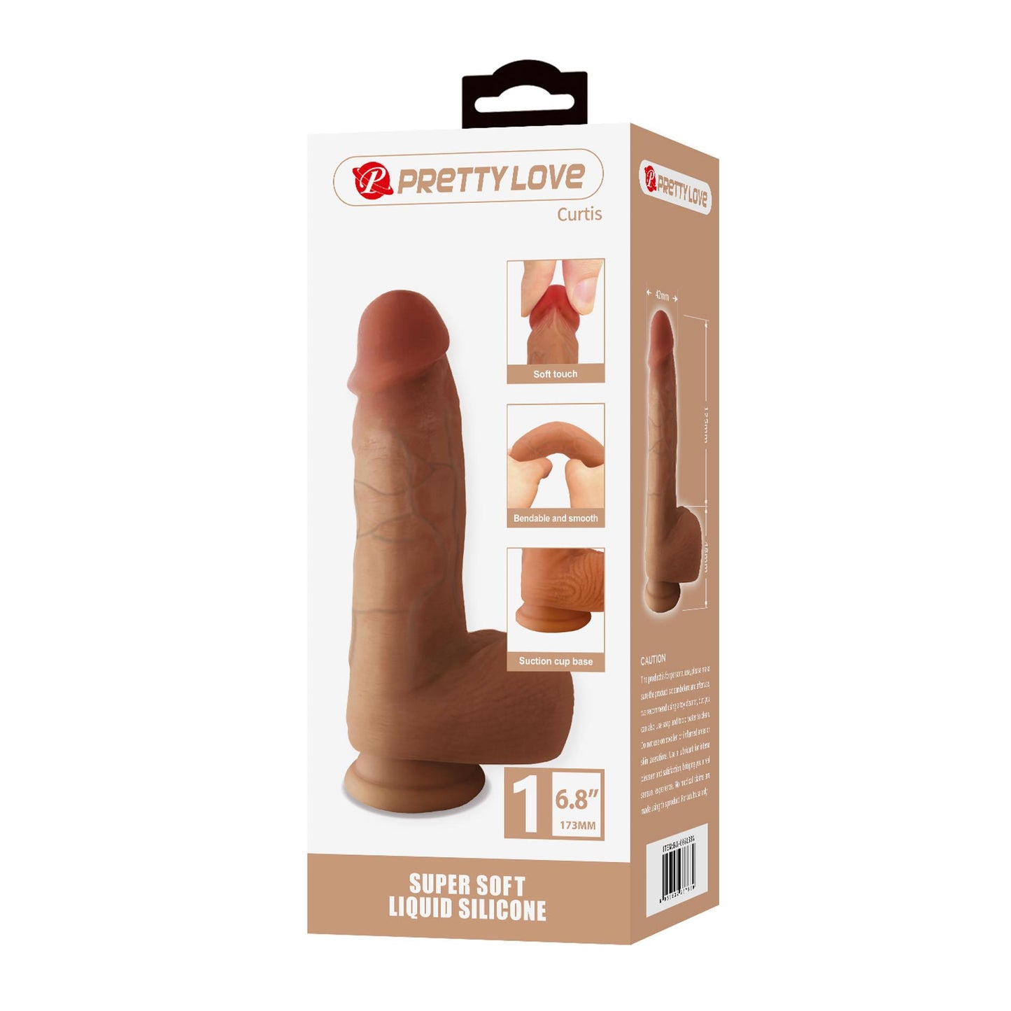 Realistyczne dildo silikonowe Pretty Love Curtis z przyssawką 17 cm