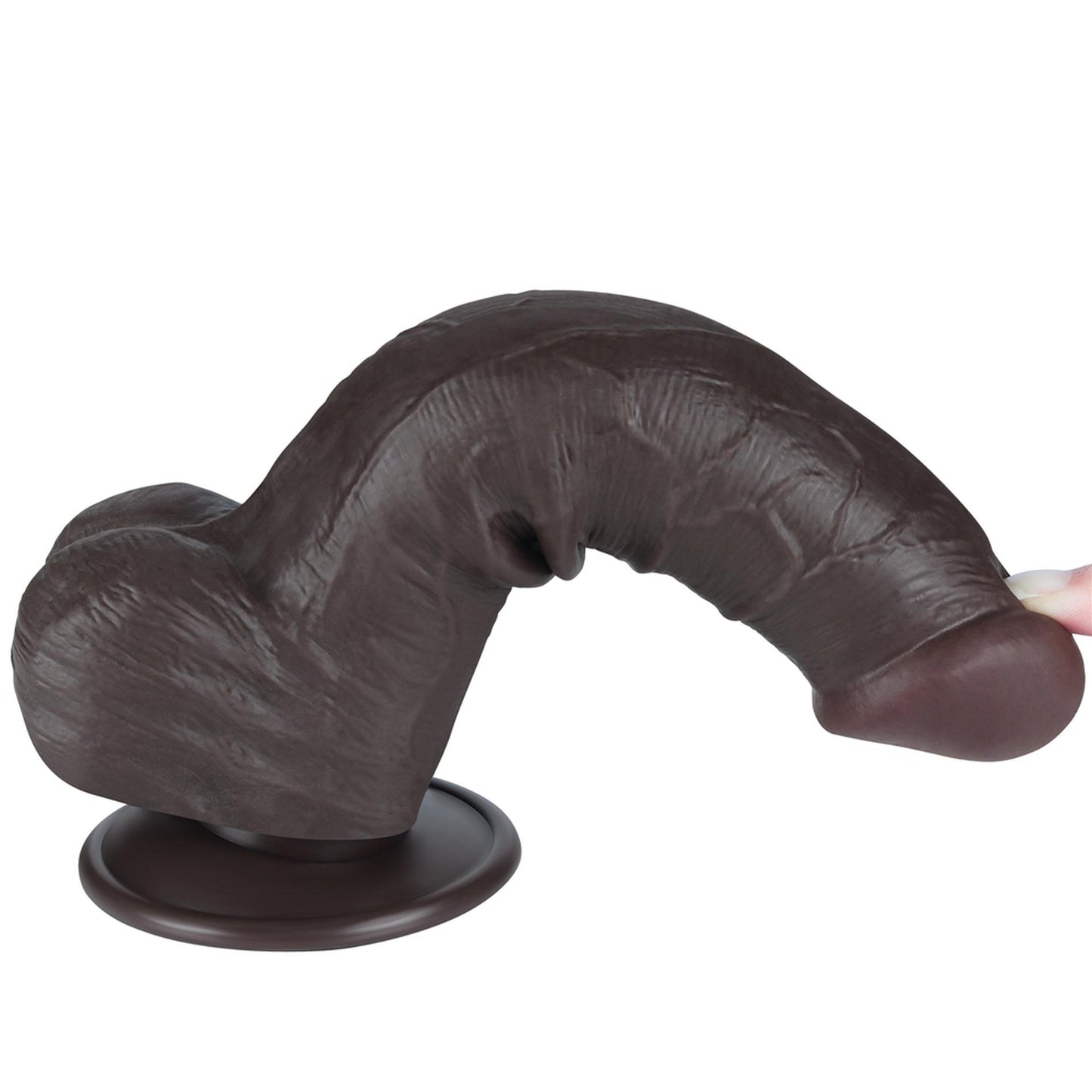 8'' Sliding Skin Dual Layer Dong Black