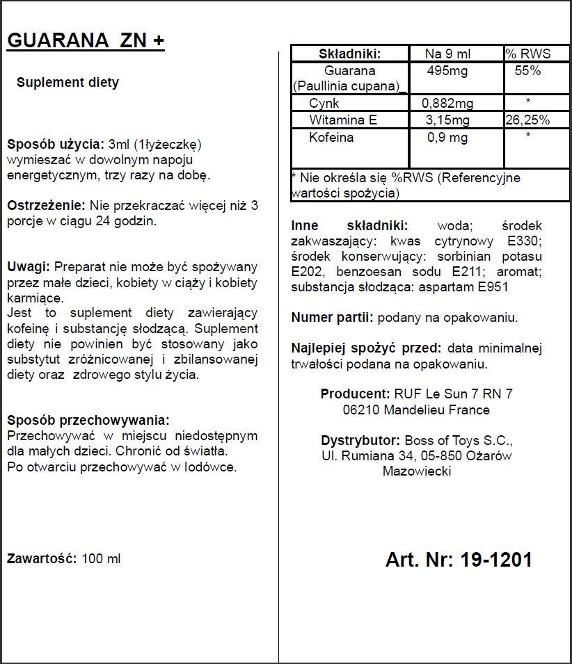 Suplement diety afrodyzjak Aphrodict Guarana Zn 100 ml