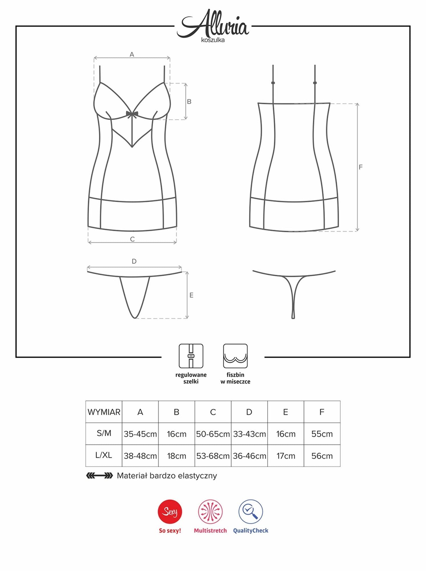 Koszulka i stringi Alluria Obsessive L/XL