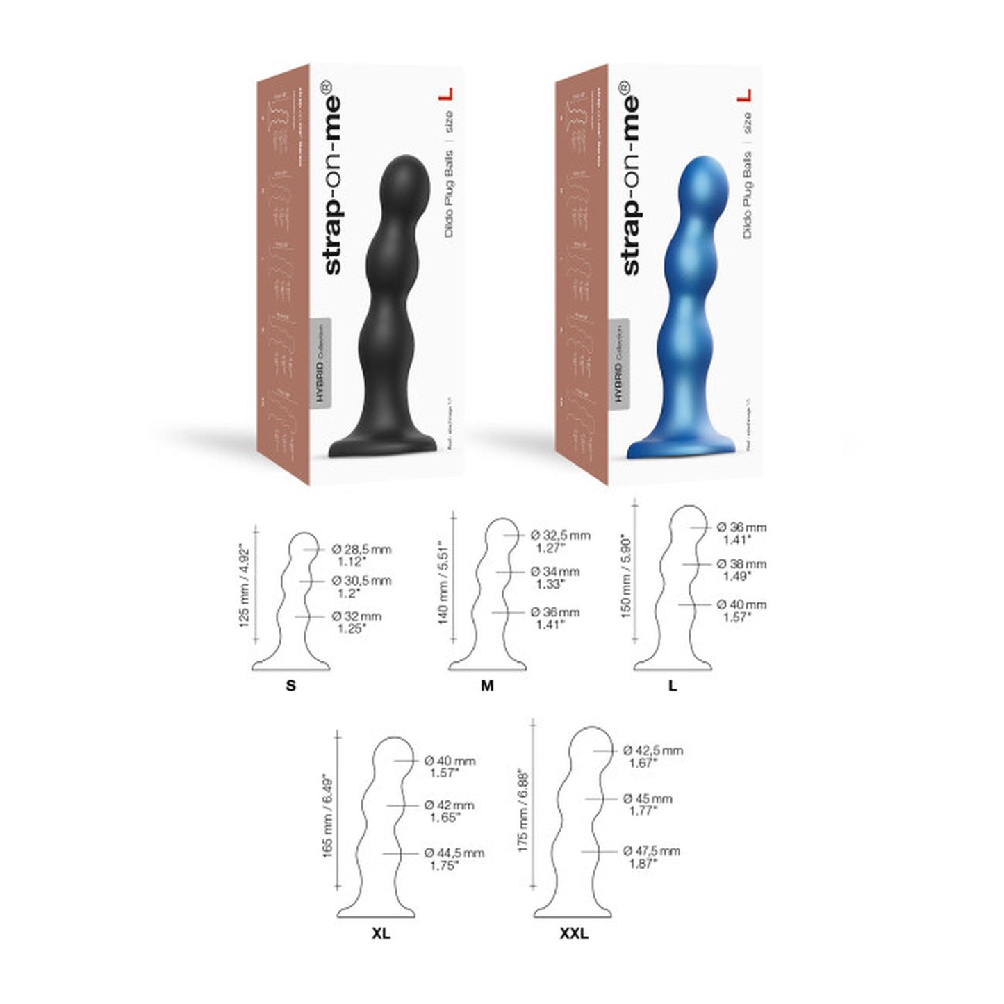 Dildo analne z kulkami silikonowe Strap On Me metaliczny niebieski S