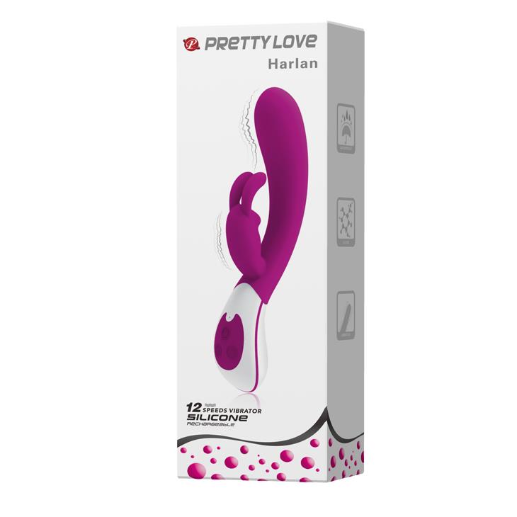 Wibrator króliczek silikonowy Pretty Love Harlan fioletowy USB 12 cm