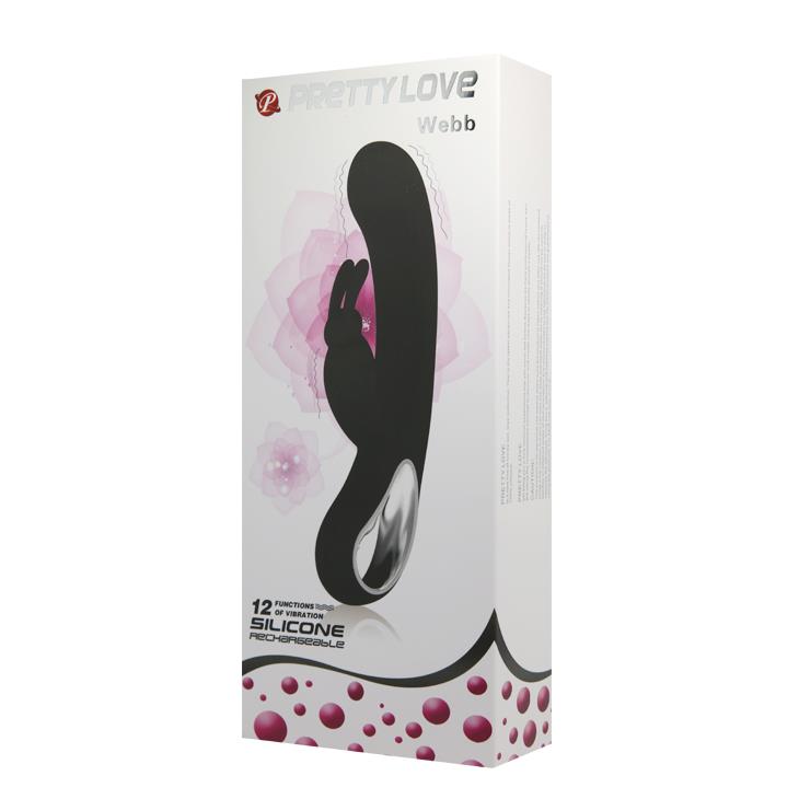 Wibrator króliczek silikonowy Pretty Love Webb czarny USB 21 cm