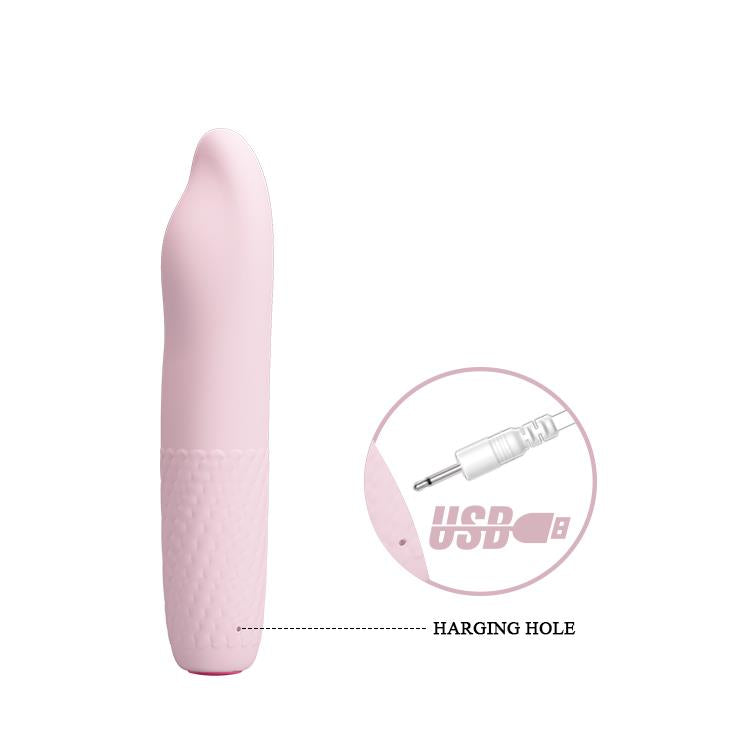 Mini wibrator Pretty Love Burke silikonowy różowy USB 4 wibracje 4 obroty