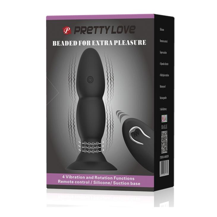 Wibrujący korek analny Pretty Love koralikowy czarny 13,5 cm USB