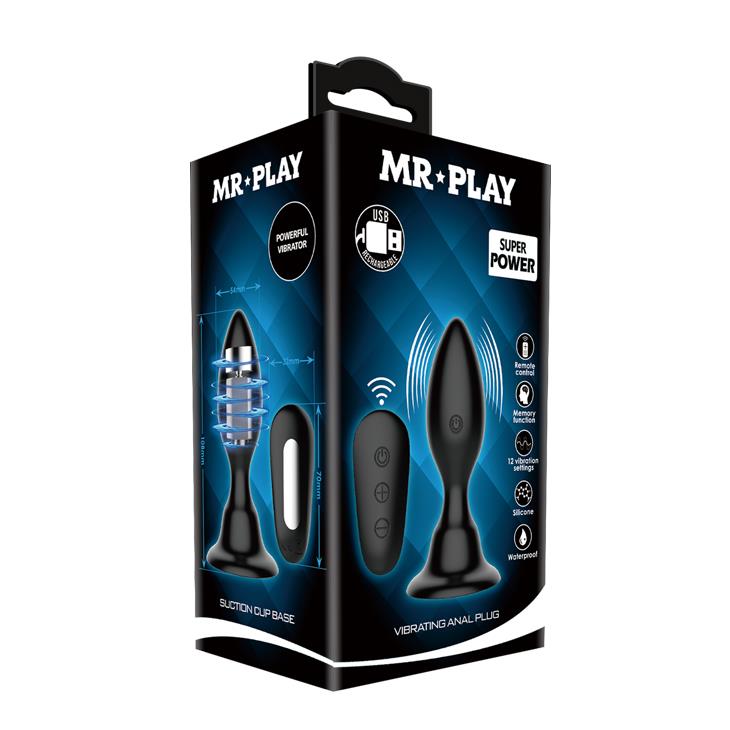 Korek analny wibrujący Mr Play 12 trybów z pilotem wodoodporny