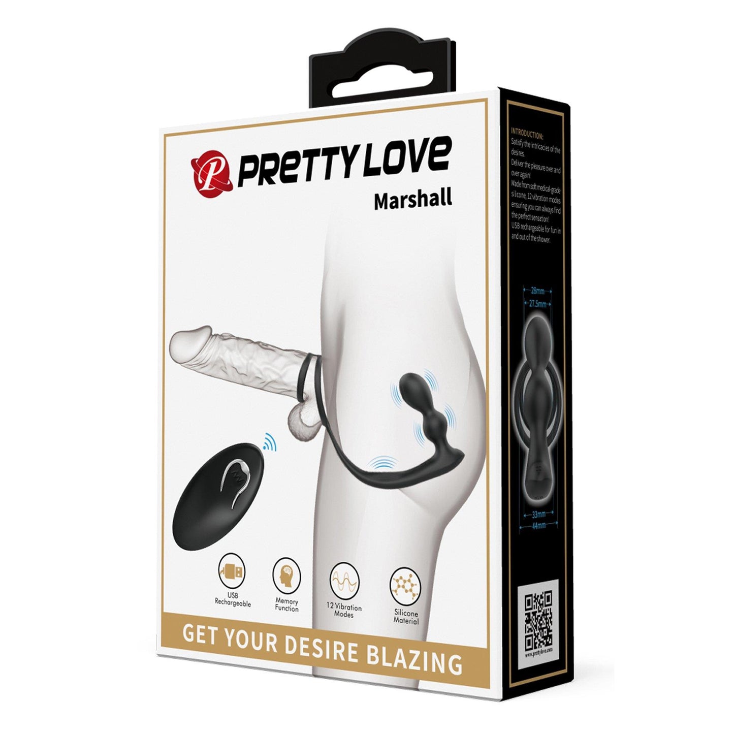 Pierścień erekcyjny z wibrującym korkiem analnym Pretty Love silikonowy USB
