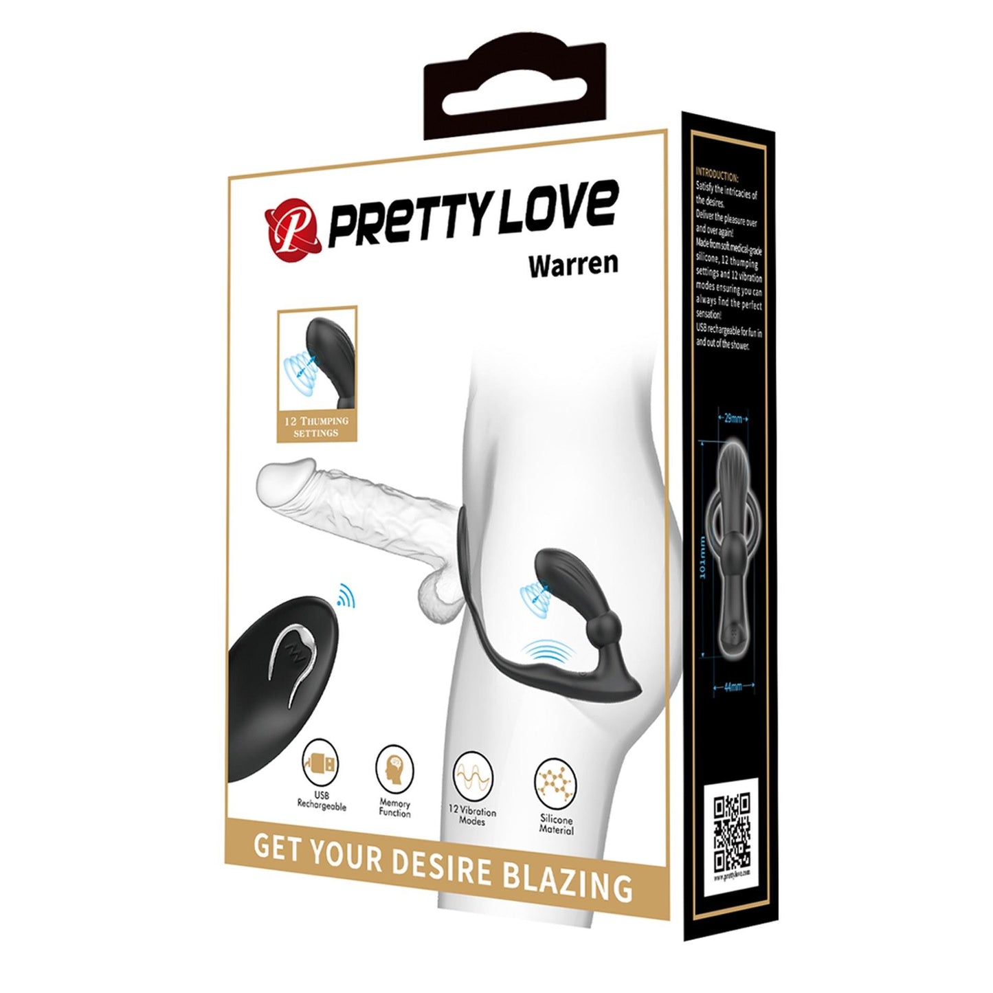 Pierścień erekcyjny z wibrującą wtyczką analną Pretty Love Warren czarny