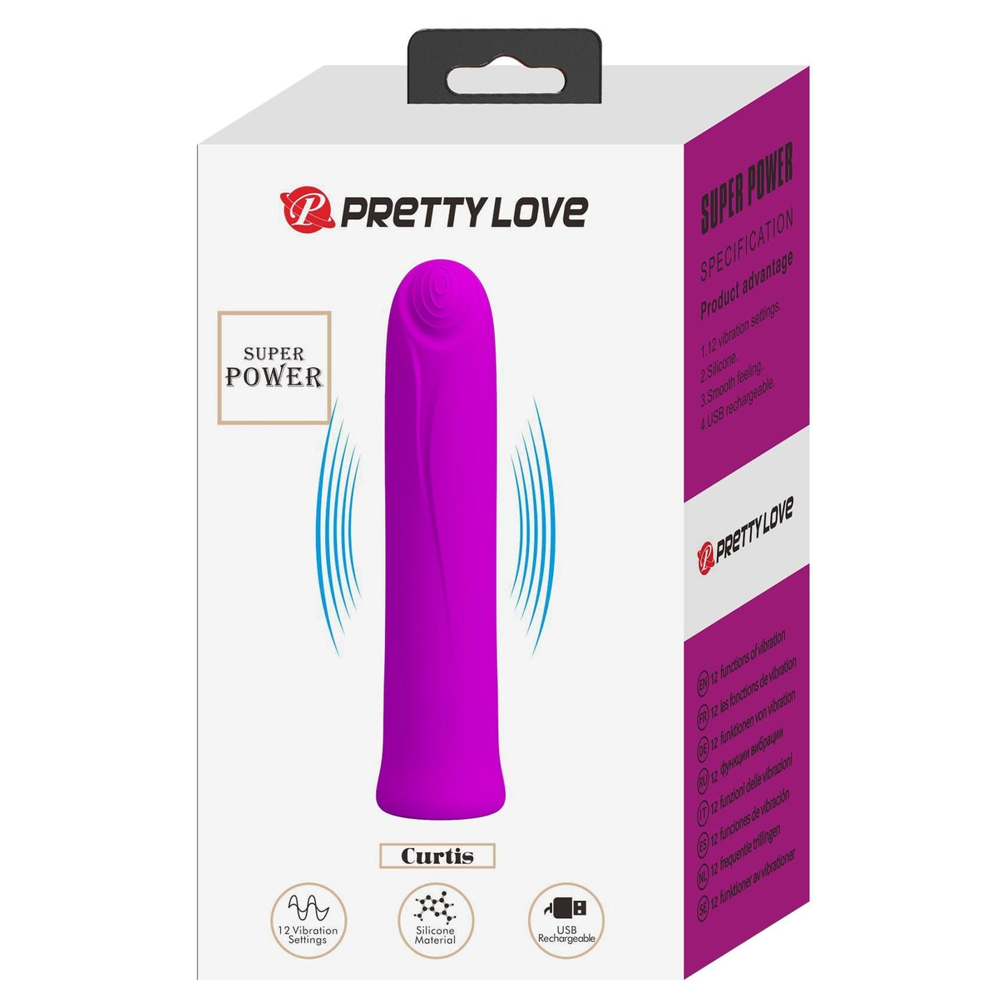 Mini wibrator Pretty Love Curtis 12 trybów z pamięcią USB