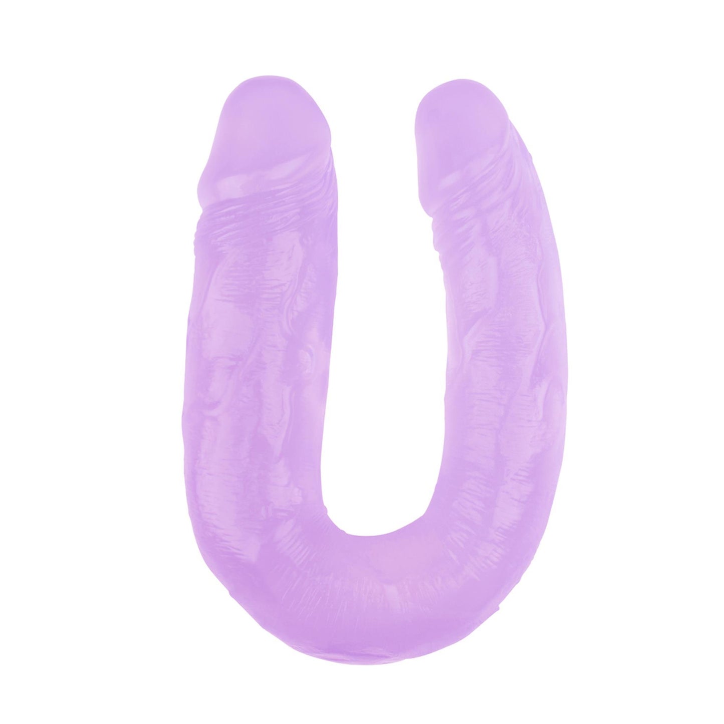 Podwójne dildo HI Rubber fioletowe 18 cm