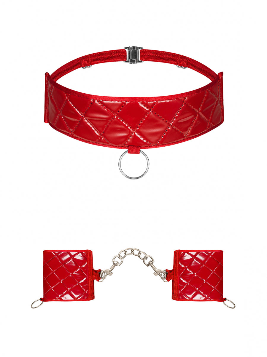 Hunteria kajdanki i choker O/S czerwony