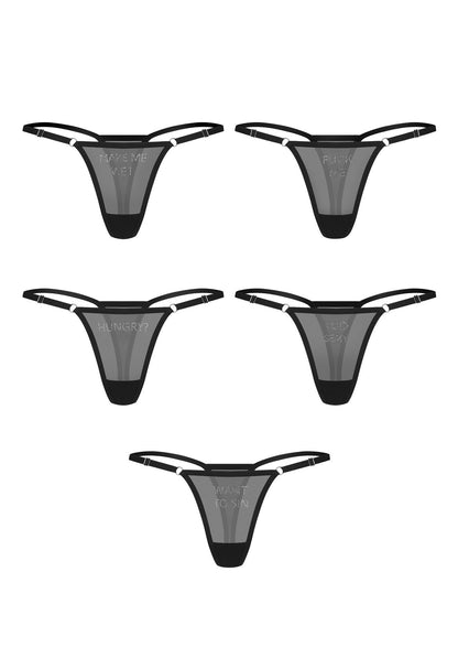 5pak stringów Violami Obsessive transparentnych z cyrkoniami L/XL