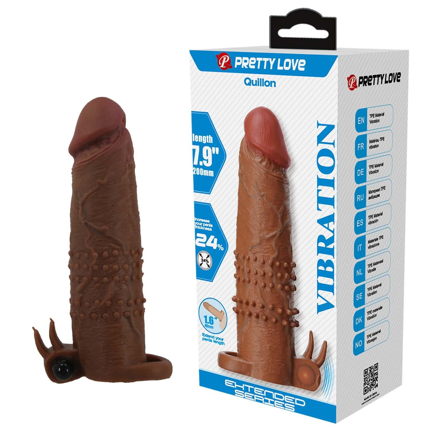 Przedłużka wibrująca na penisa Pretty Love brązowa 17 cm