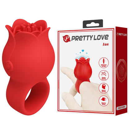 Pierścień wibrujący na palec JAE Pretty Love 10 trybów różany silikonowy