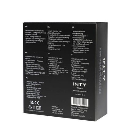 Wibrator analny INTY Toys Blade silikonowy USB z pilotem