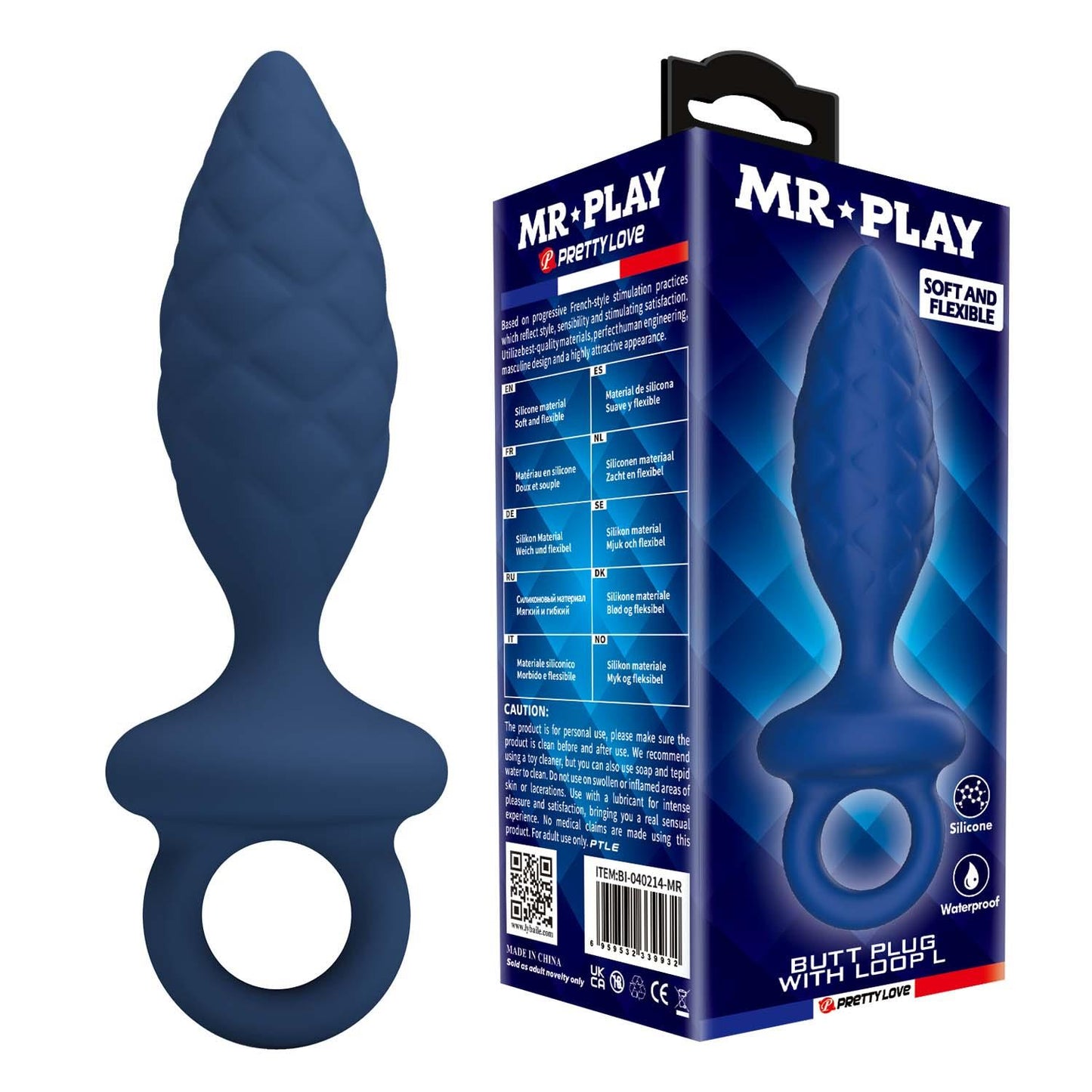 Korek analny silikonowy z pętlą Mr. Play rozmiar L