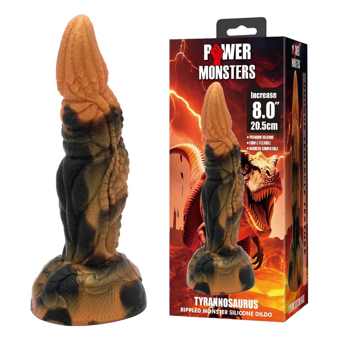 Dildo silikonowe faliste monster Tyrannosaurus Power 20.5 cm