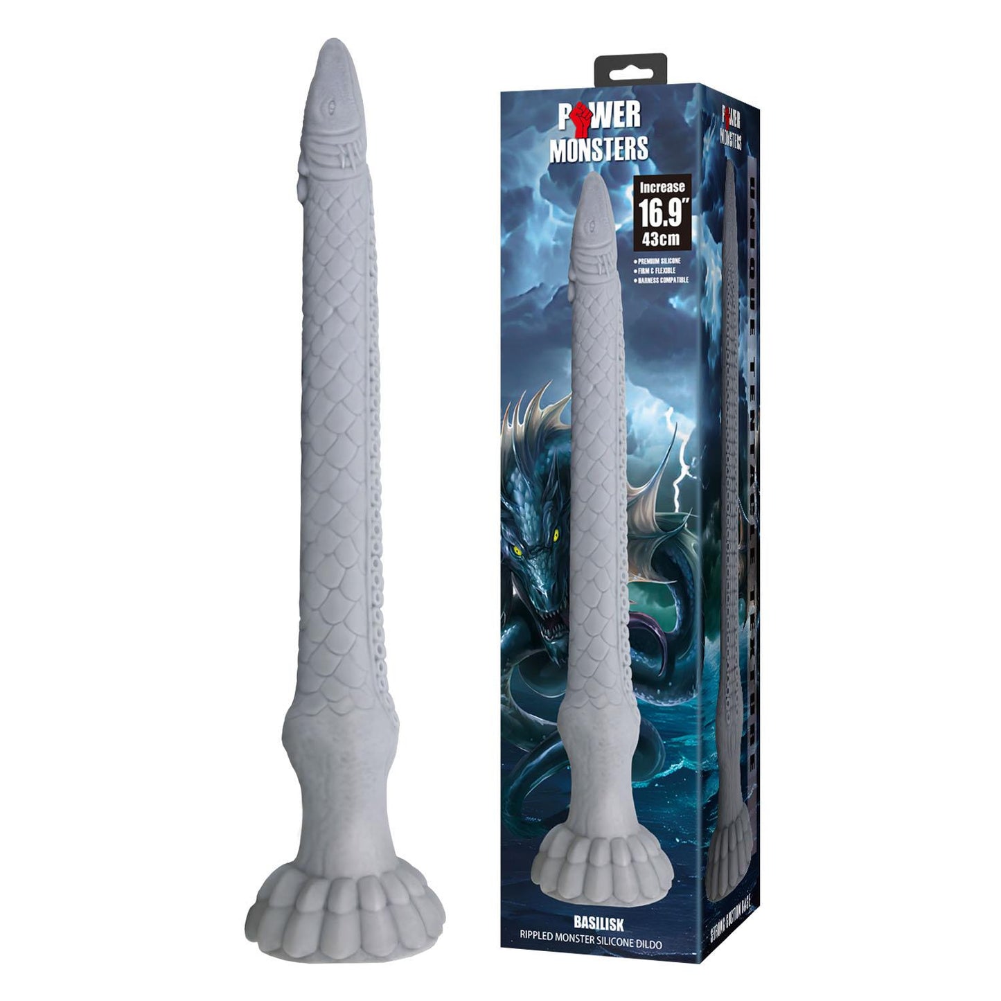 Dildo silikonowe pofalowane Basilisk Power Monsters 43 cm