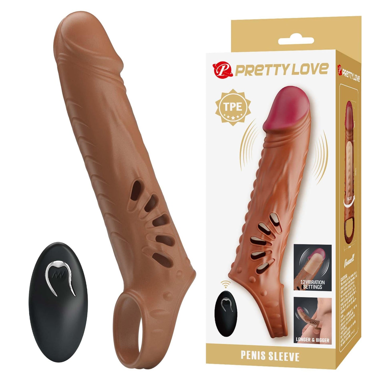 Nakładka na penisa Pretty Love realistyczna 12 wibracji USB