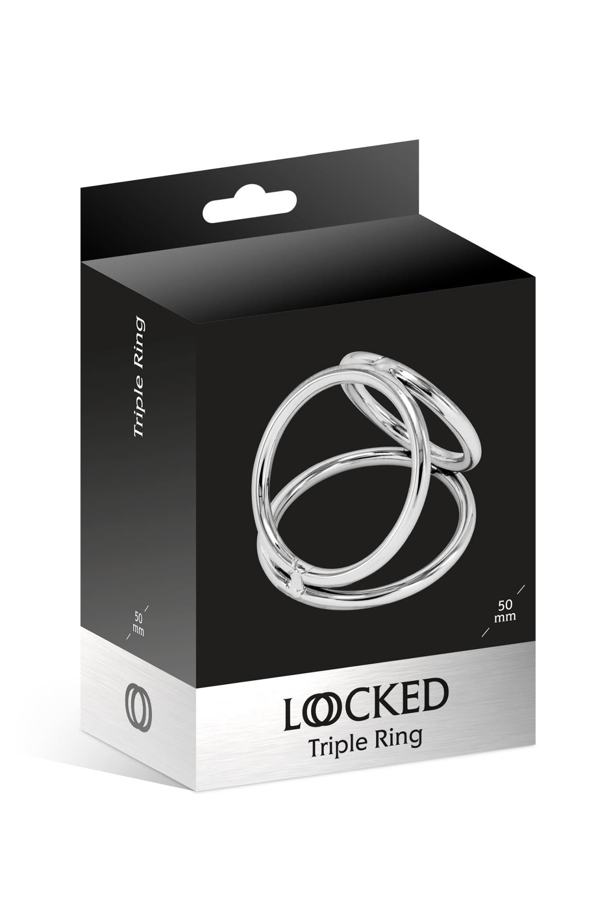 Pierścień erekcyjny Triple Ring Locked stal nierdzewna 50 37 45 mm