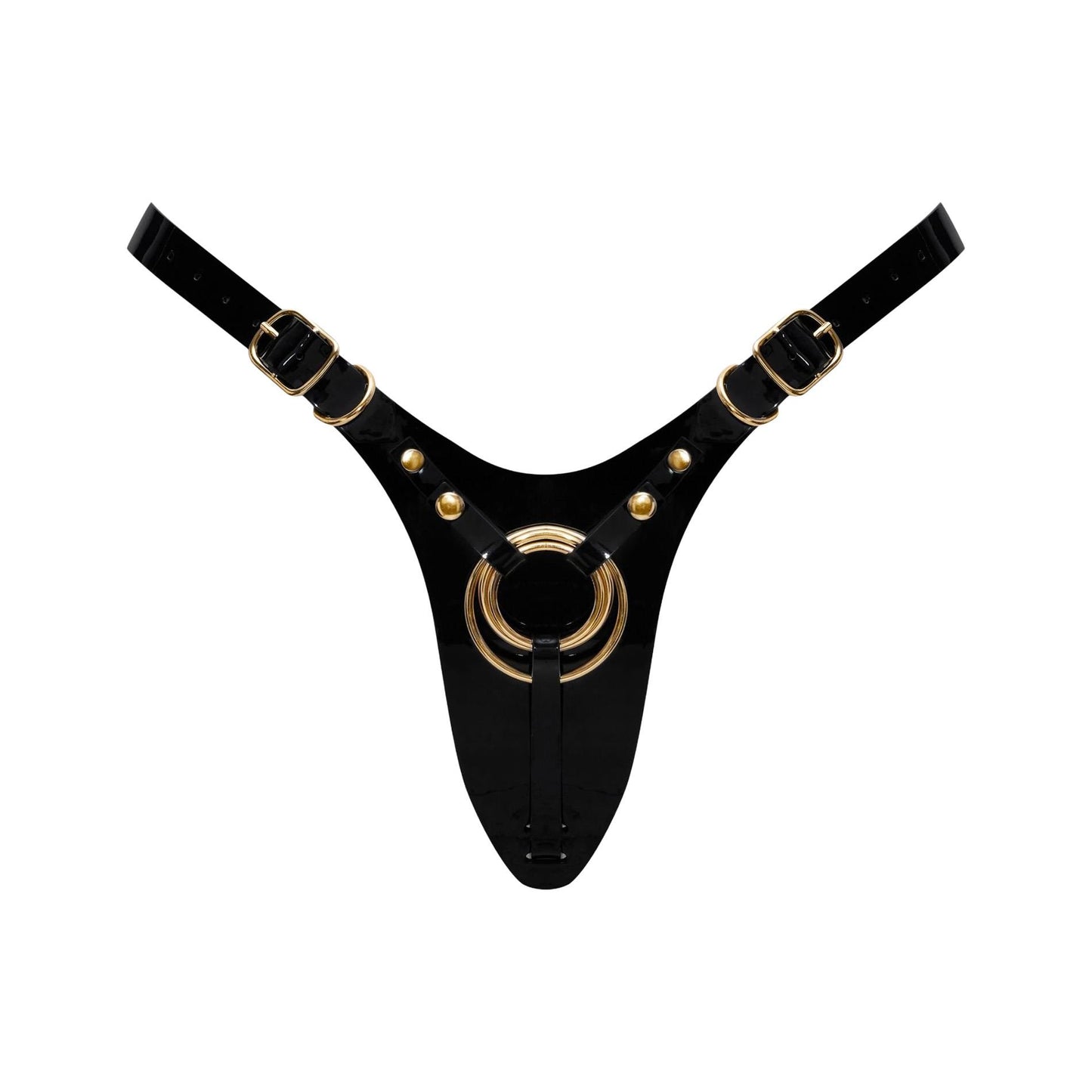 Uprząż strap-on Fabulous Strap-on-me błyszcząca czarna uniwersalna