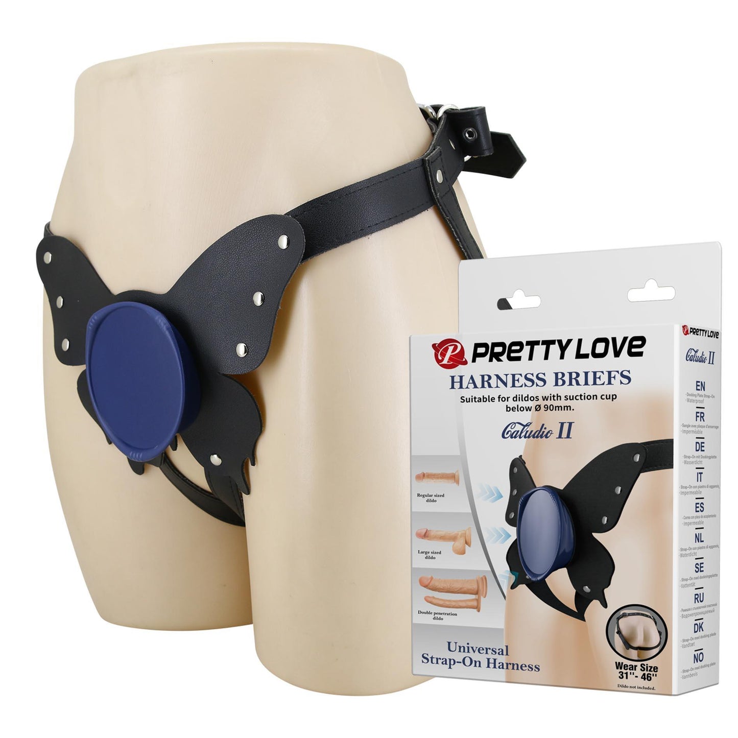 Uniwersalne majtki z uprzężą Pretty Love Caldric II czarne i niebieskie
