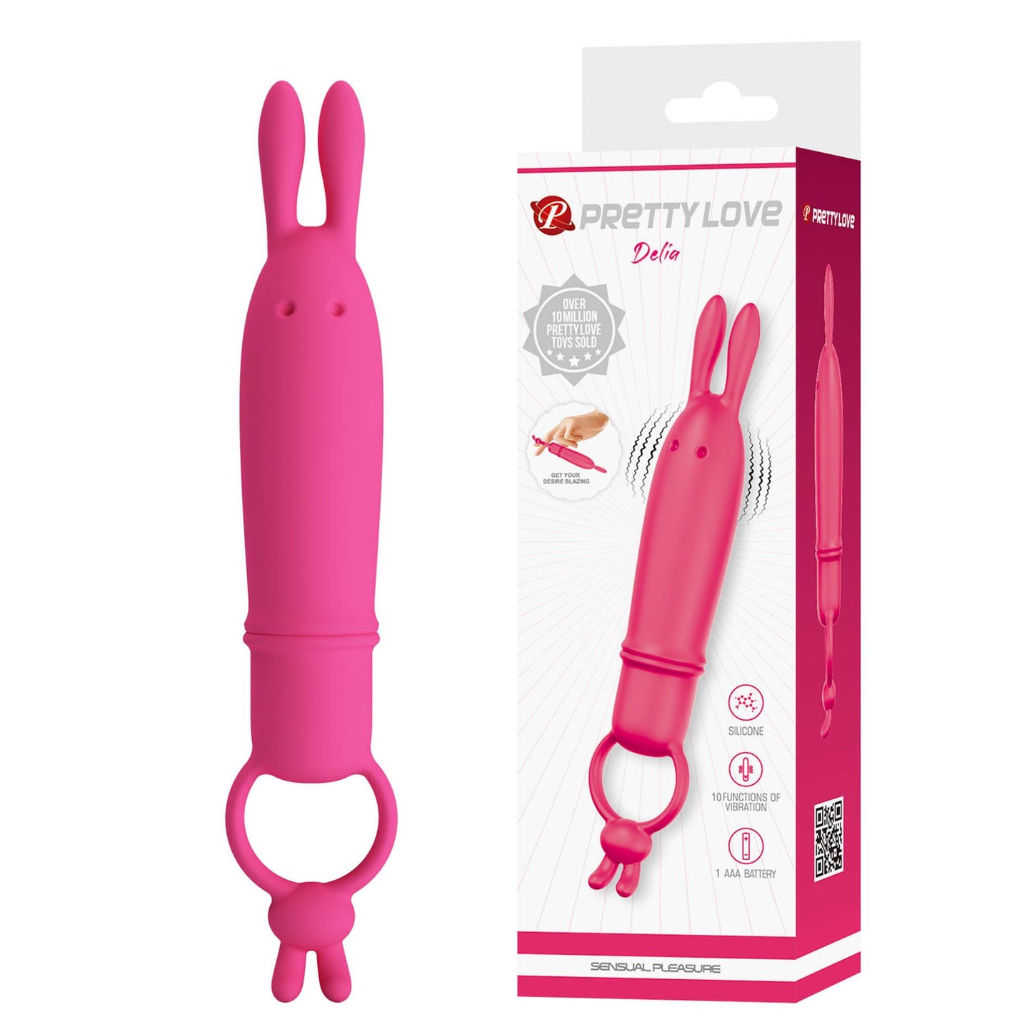 Wibrator króliczek silikonowy Pretty Love Delia 10 trybów wodoodporny AAA