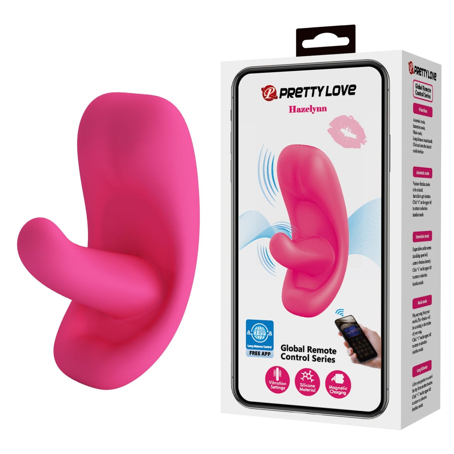 Wibrator silikonowy Pretty Love Hazelynn sterowany aplikacją 11 cm