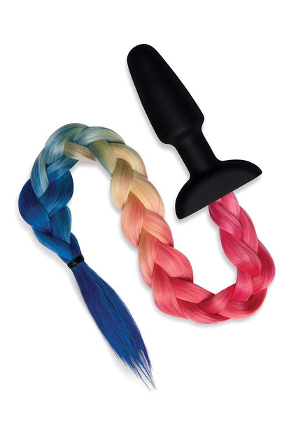 WHIPSMART 4.9 INCH SILICONE PLUG WITH PLAY TAILS RAINBOW TAIL