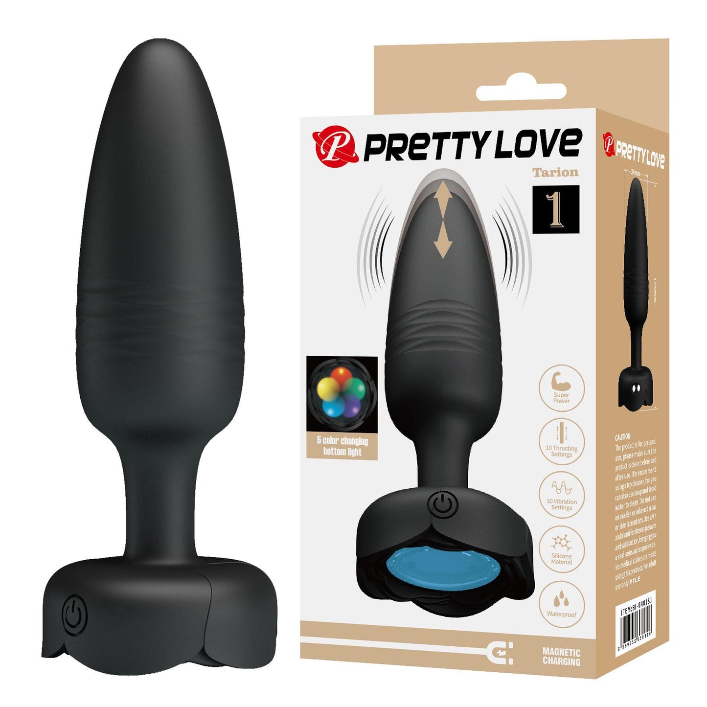 Korek analny wibrujący LED Pretty Love Tarion silikonowy 10 trybów