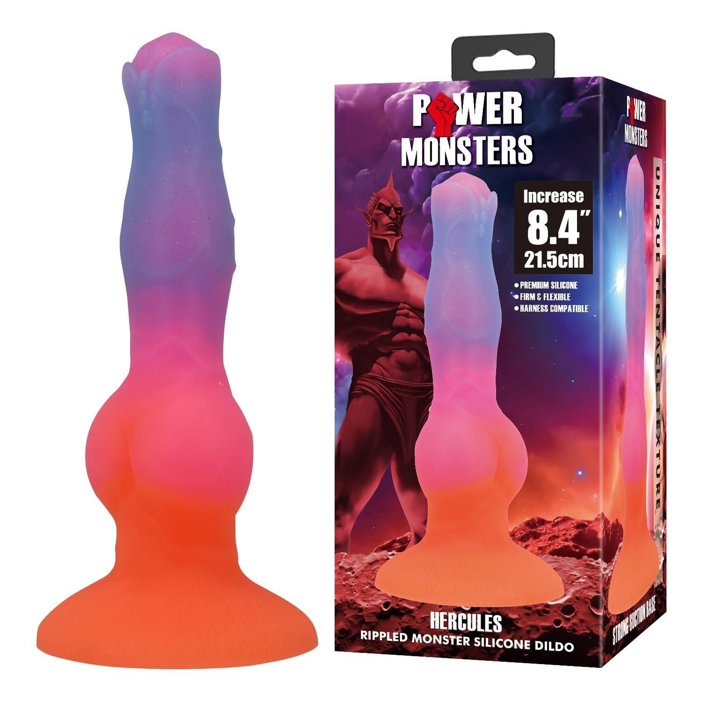 Dildo silikonowe faliste Power Monsters Hercules 21.5 cm