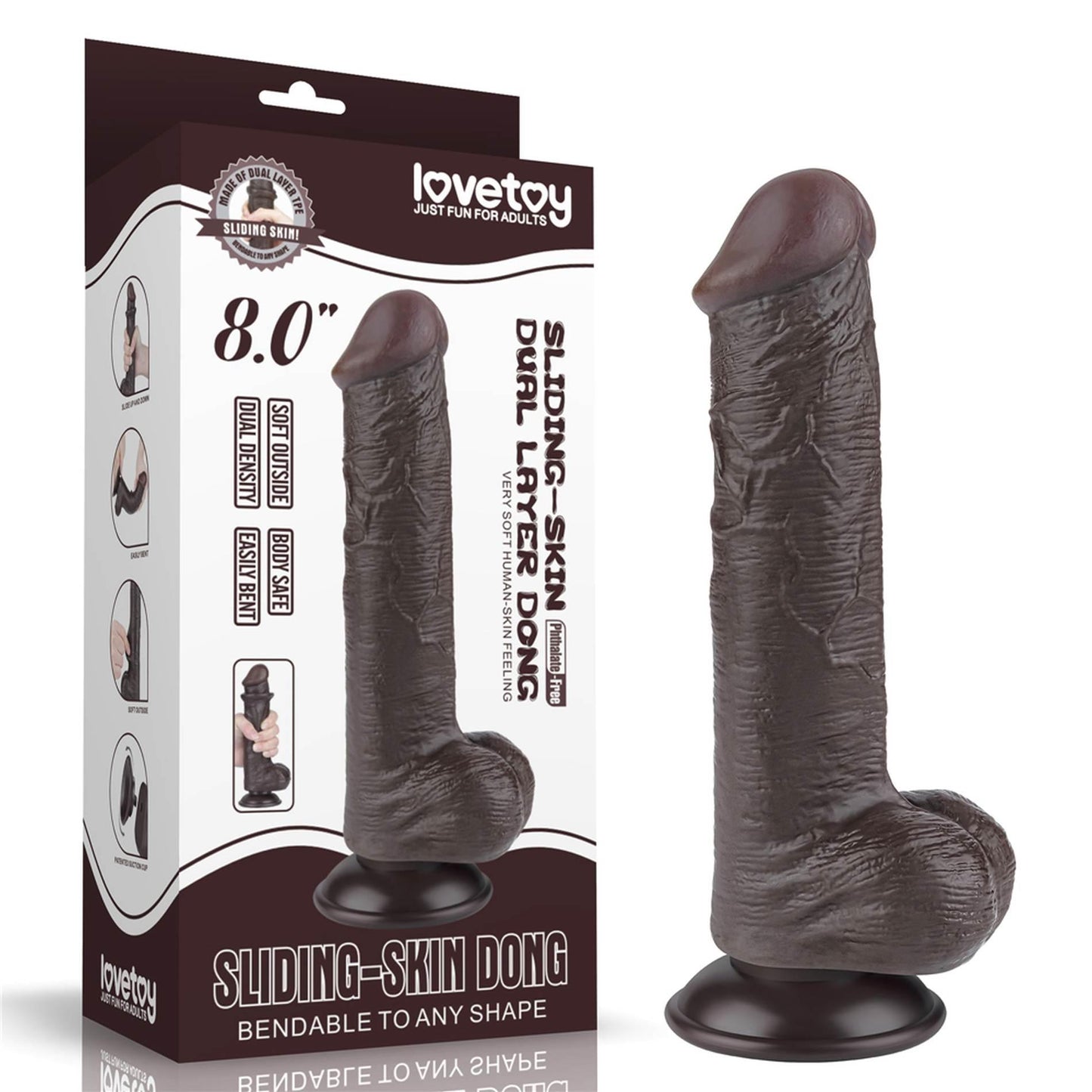 8'' Sliding Skin Dual Layer Dong Black