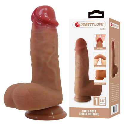Realistyczne dildo silikonowe Pretty Love Curtis z przyssawką 17 cm