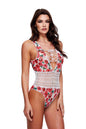 WHITE FLORAL & LACE TEDDY, S/M