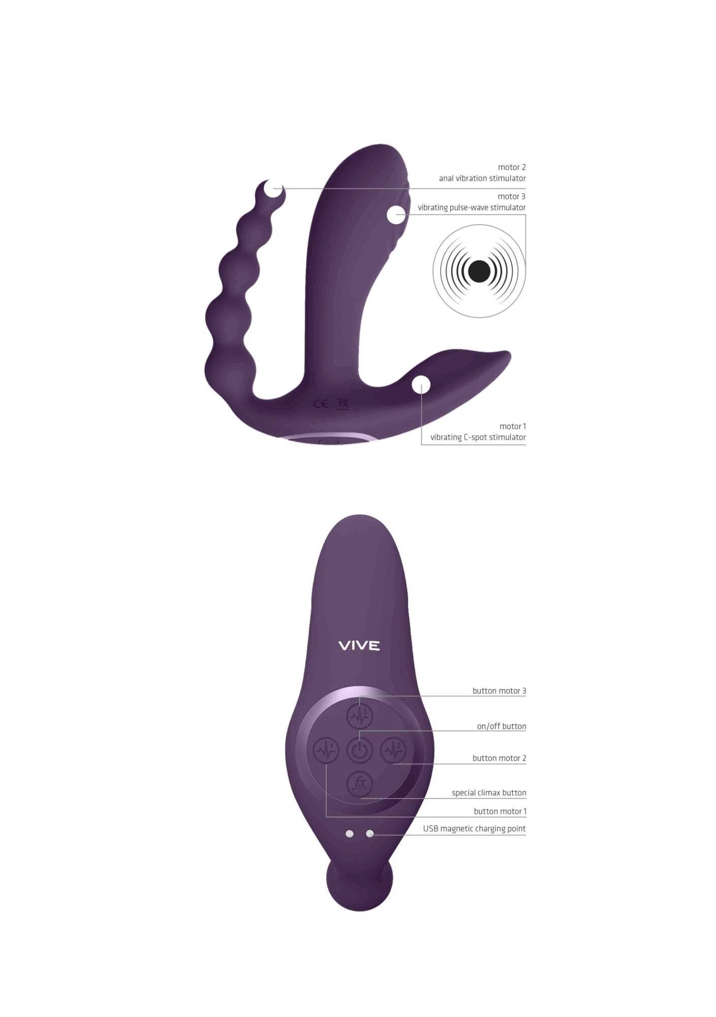 Wibrator analny Kata Vive fioletowy z pilotem USB