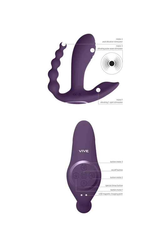 Wibrator analny Kata Vive fioletowy z pilotem USB