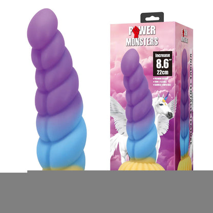 Dildo silikonowe Power Monsters Unicorn faliste 22 cm z przyssawką