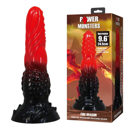 Dildo silikonowe pofalowane Power Monsters Fire Dragon 24.5 cm