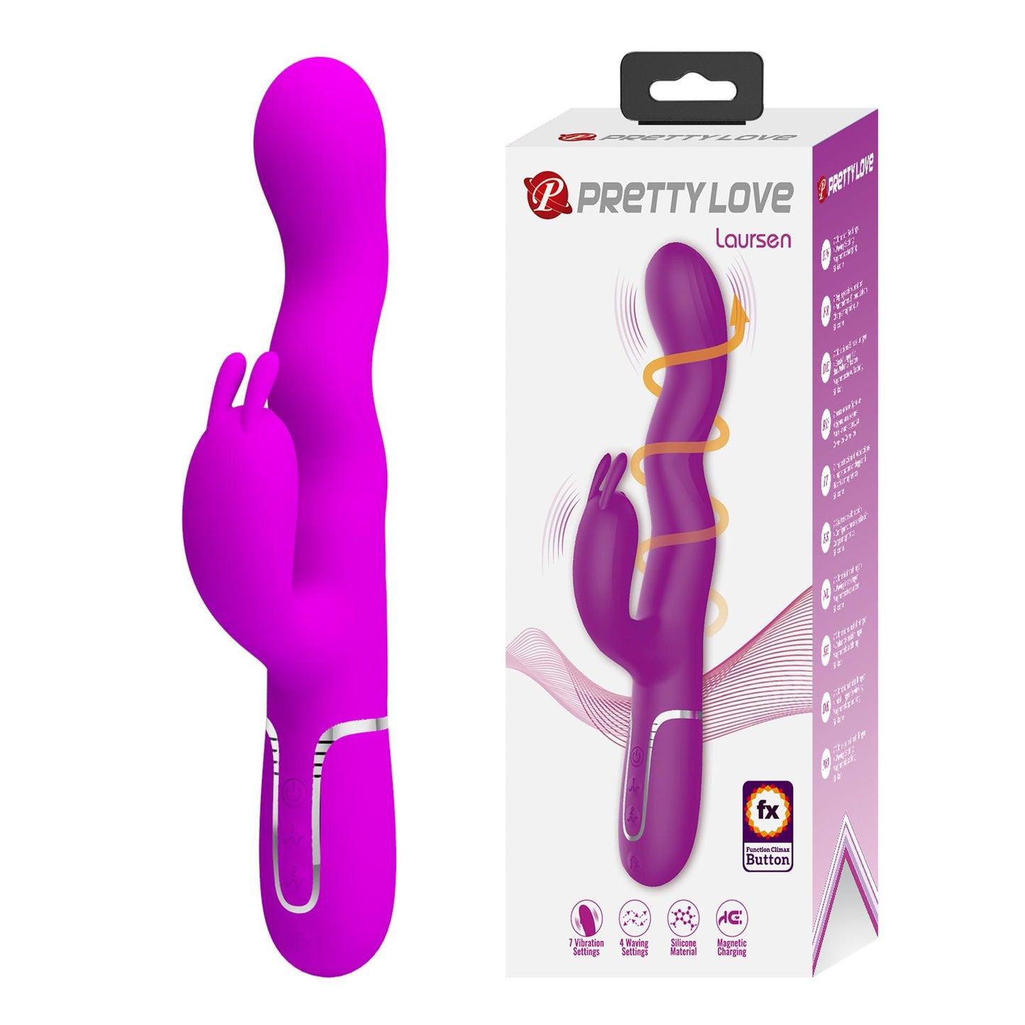 Wibrator króliczek falujący Pretty Love Laursen fioletowy USB