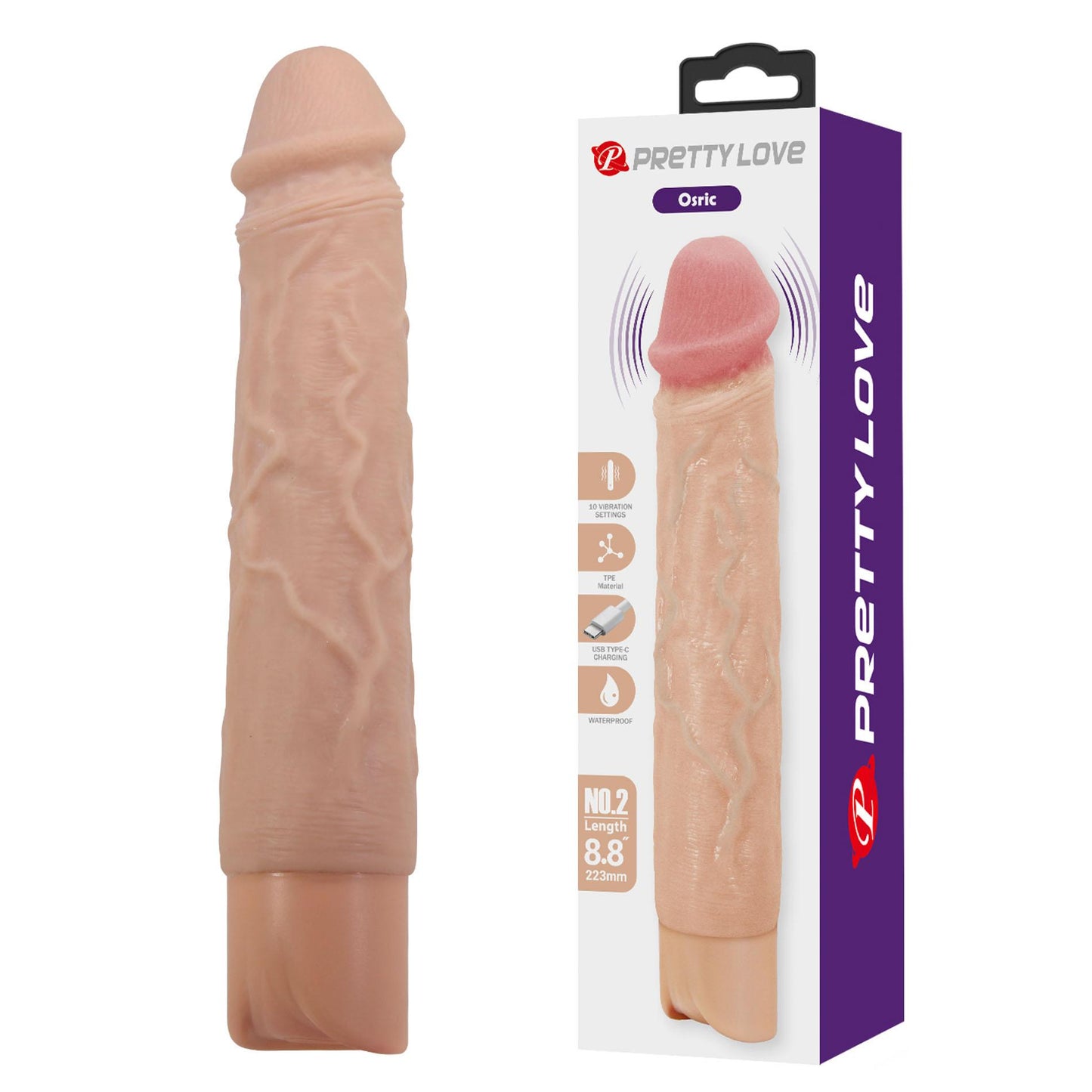 Wibrator realistyczny Pretty Love Osric cielisty USB 22 cm