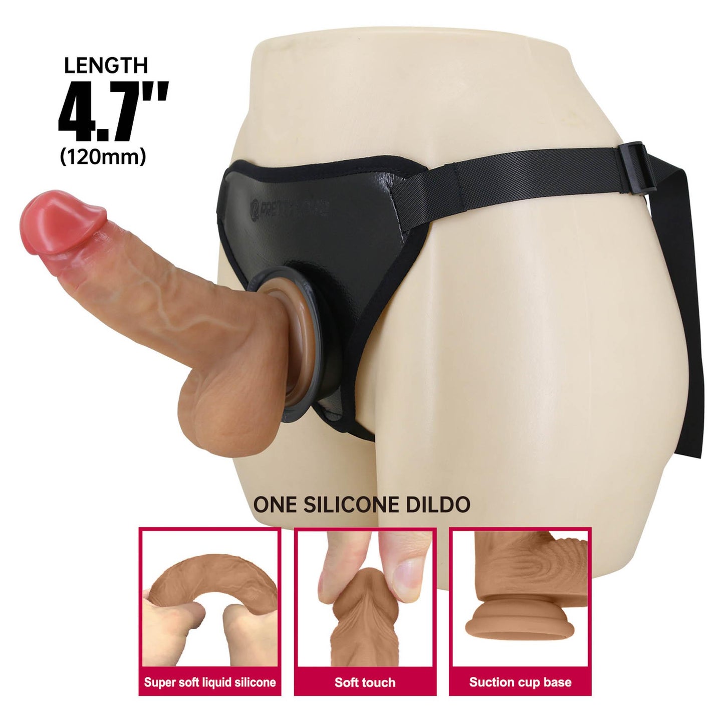 Strapon silikonowy Pretty Love Fogg 12 cm z majtkami