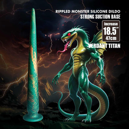 Dildo silikonowe Power Monsters Verdant Titan szmaragdowe 47 cm